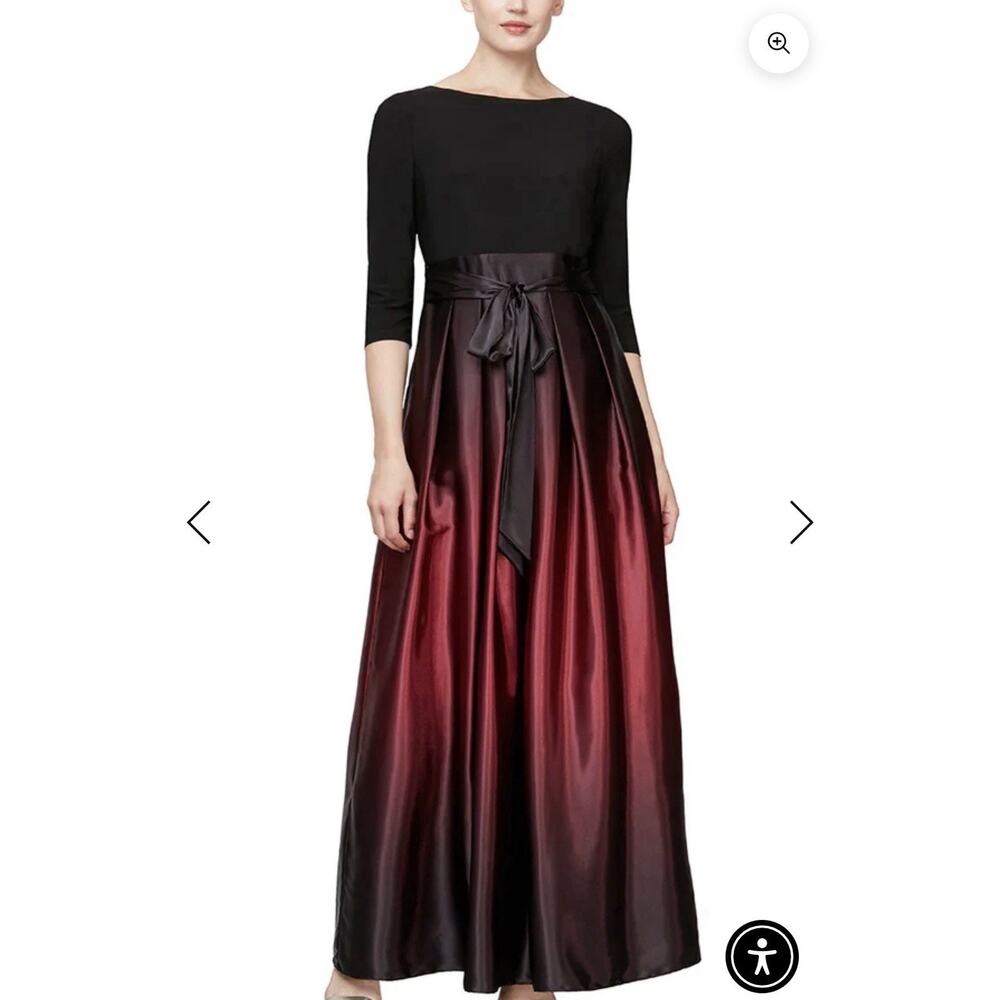 SLNY SL Fashions Red Black Ombre Satin Gown Dress 22W 22 W New